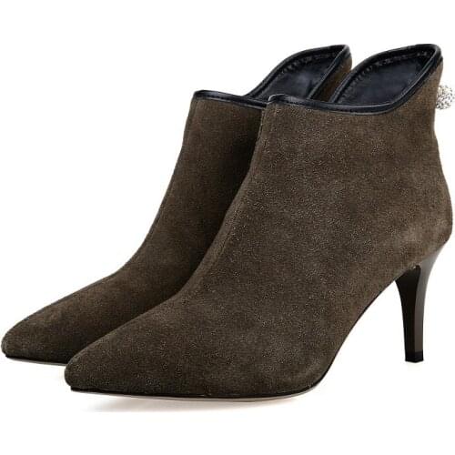 Big Size 9 10 11 12 boots women shoes ankle boots for women ladies boots Side zipper with tapered heel