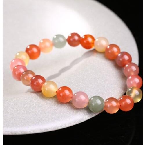 DIY Handmade Materials Loose Beads Ring Colorful Salt Source Agate Bracelets for Women Girls Simple Jewelry Hot Sale