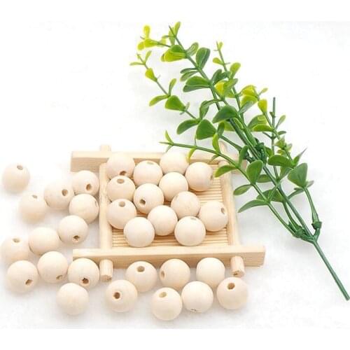 Chenkai 100PCS 20mm Natural Ball Wooden Beads Pendant Connectors Round Baby Toy Beads Wood For Charm Jewelry Making Handmade