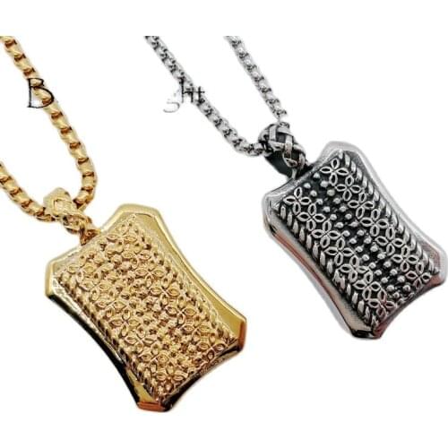 Black Knight arrival Vintage 316L stainless steel 4 leaves clover dog tag pendant necklace mens dogtag fashion necklace BLKN0333