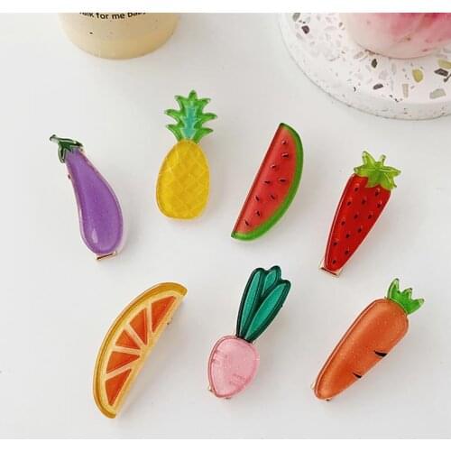 Coxeer 1Pc Creative Fruit Vegetable Shape Hair Clip Cute Fruit Design Hair Barrette Duckbill Hair Clip Hair Pin Hair Accessories