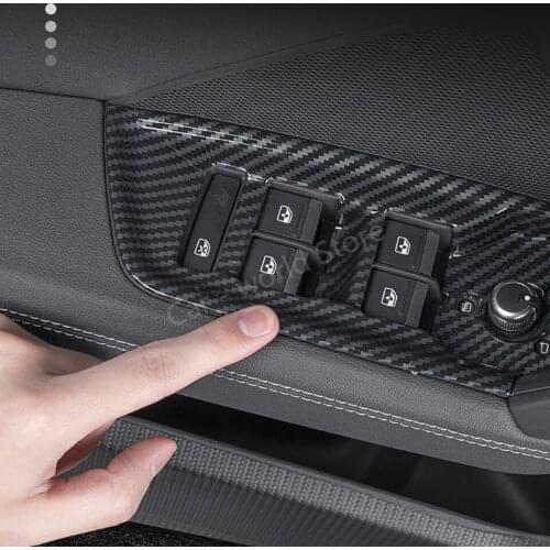For Audi A3 Window Glass Lifting Buttons Frame Carbon Fiber Color Fit Audi A3 8Y Car Window Control Panel Cover 2021 LHD
