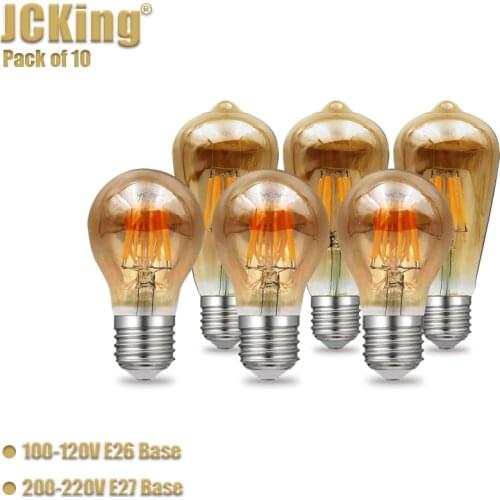 JCKing Pack of 10 Dimmable A60/ST64 Vintage Amber LED Filament Bulb Incandescent Lamp For Chandelier Lighting