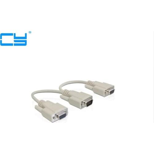 VGA SVGA RGB Male to 2 VGA HD 15 Female Splitter Adapter extension Cable