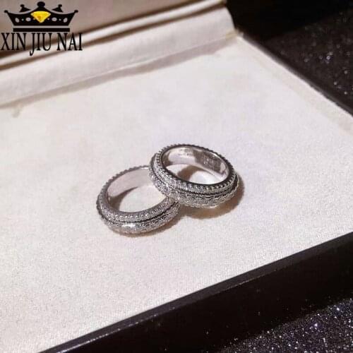 Hot European and American shiny square diamonds three rows of diamonds beautiful Korea inlaid exquisite fashion ring