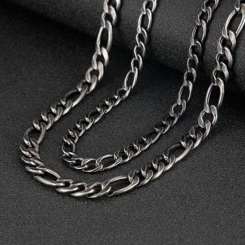 8/10mm Width Vintage Mens Figaro Chain Necklace Hip Hop Bicycle party 316L Stainless Steel Mens Fashion Jewelry Gift