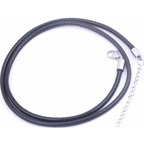 5pcs/Lot 55cm Long 3mm Leather Cord Necklace Rope Chain With Lobster Clasp Stainless Steel For Jewelry Making Diy Accessories