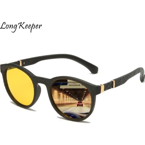 Fashion Drivers Glasses Night Vision Polarized Men Glasses Brand Designer Round Yellow Lens Driving Sunglasses Man Eyewear