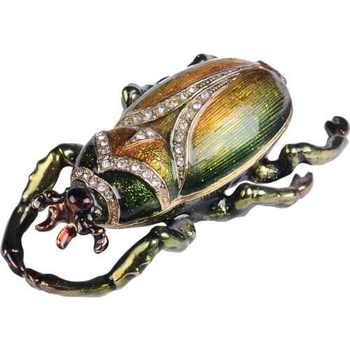 Longicorn insect bejeweled trinket jewelry box feng shui metal craft decoration vintage trinket pot jewelry organizer souvenirs