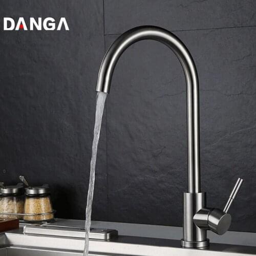 Kitchen Faucets Brushed Sink Tap Home 360 Rotatable Water Faucet High Curved Faucet Hot and Cold Mixer Improvement for Kitchen
