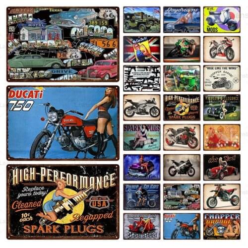 Motorcycle Retro Metal Tin Signs Motor Oil Gas Station Decor Pub Bar Cafe Garage Home Iron Plate Poster Wall Decor Plaque20X30cm
