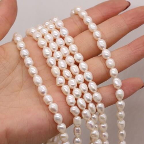Natural Freshwater Pearl Rice-Shaped Loose Beads 6-7 MM For Jewelry Making DIY Necklace Bracelet Earrings Accessory
