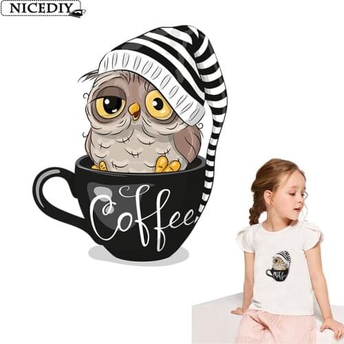Nicediy Owl patches Iron On Transfers For Clothing Vinyl Sticker For Kids Heat Transfer Printing T-shirt Stickers For Girl Decor