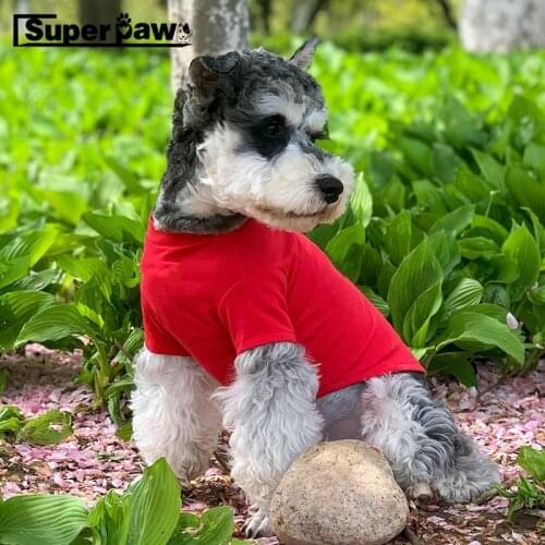 New Dog Summer Red T-shirt Puppy Vest Cotton Clothes For Small Medium Dogs Schnauzer Pomeranian Pug Bulldog Teddy Corgi BFC04