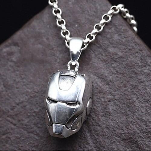 New real solid s925 pure silver vintage personality justice messenger mask male pendant domineering Thai silver pendant for man