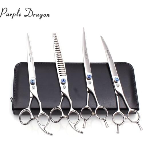 Pet Scissors 8" JP Steel 440C Purple Dragon Dog Grooming Scissors Set Straight Scissors Thinning Shears Cat Curved Shears Z3004