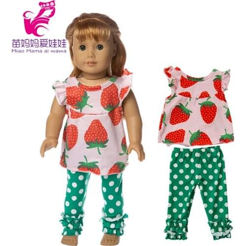 18 inch Doll clothes pants strawberry set for Baby new Born Doll pants clothes 18" doll outfit girl toys wear
