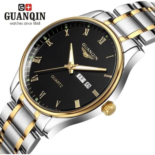 Original GUANQIN Watch Men Luxury Brand Quartz Watch Fashion Business Casual Wristwatches Men Watch Stainless Steel Wristwatches
