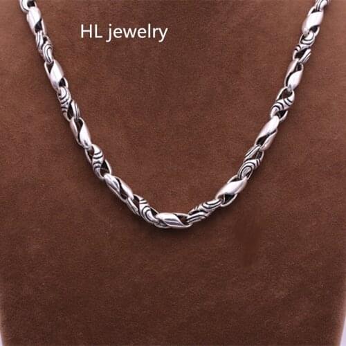 81g free shipping Wholesale 100% Real Pure 925 Sterling Silver Necklace 7MM Thick Chain Men Gift Thai silver long necklace