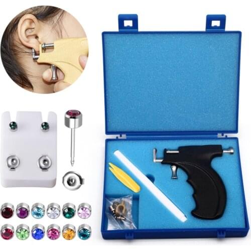 Ear Piercing Gun Tool Kit Earring Pericings Tools Ears Nose Navel Lip Piercer Machine Studs Stud Earrings Home Pearcings Kits