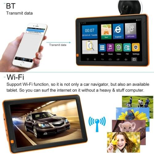 2018 9inch Tablet GPS Navigation Android System 16GB Portable Car Stereo Audio Player 1080P Car DVR Dash Cam Recorder Free Map