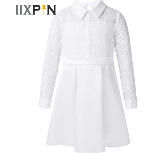 Girls Princess Party Dress Long Sleeve Lace Flower Girl Dresses Kids Dresses for Wedding Guest Bridesmaid Flower Girls Clothes