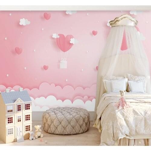 Custom 3D Photo Wallpaper Pink Clouds Princess Children Room Girls Bedroom Background Decoration Mural Wallpaper For Kids Room