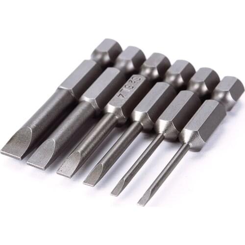 Durable 6pcs/Set 50mm 2.0-6.0mm Magnetic Flat Head Slotted Tip Screwdrivers Bits Hand Home Tools Screwdriver Drill BiT #95255