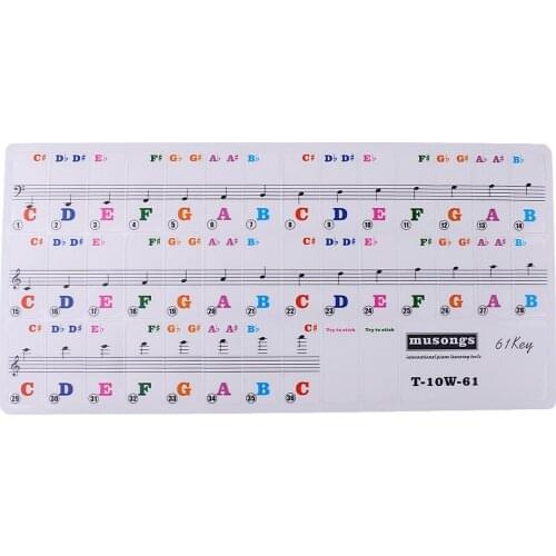 Transparent Piano Note Keyboard Sticker 61 Key Electronic Keyboard Letter Decal for Beginner