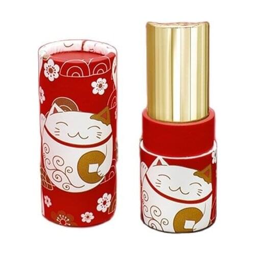 Empty Paper Lipstick Tube 12.1mm Empty Cosmetic Container Lucky Cat Lip Balm Tube Red Lucky Cat Papery Lipstick Container 50pcs