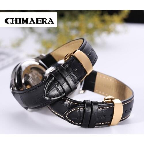 CHIMAERA Watchbands Genuine Leather Strap 18mm 19mm 20mm 21mm 22mm 24mm Padded Watch Band Croco Pattern for Tissot Seiko Omega