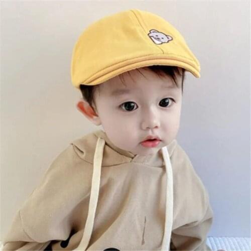 Cartoon Bear Hat Toddler Baby Kids Berets Cap For Boys Girls Elastic Handsome Children Beanie Cap Accessories Cotton 1-4 Years