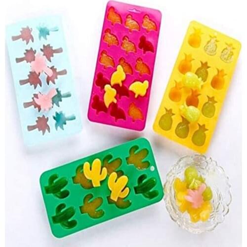 Silicon Ice Cube Trays Cactus Duck Tree Pineapple Shaped Ice Cube Mold Ice Maker Candy Cake Pudding Chocolate Molds Containers