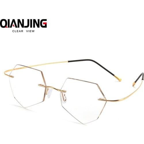 Finished rimless myopia sunglasses Brown lens women ultra-light frameless ready-made Nearsighted Glasses Myopia sun glasses men