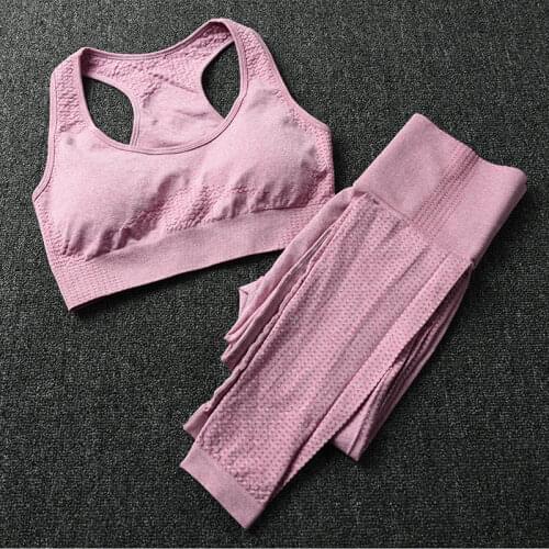 2PCS Sports Suits Vital Seamless Yoga Set Women Fitness Clothing Sportswear Woman Gym Leggings Tights Padded Push-up Sports Bra