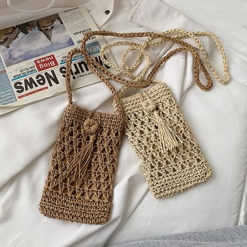 Fashion Tassel Straw Crossbody Bags for Women Handmade Woven Rattan Travel Handbags Female Summer Beach Messenger Bag Bohemian