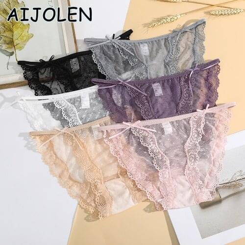 AIJOLEN Sexy Lace Underwear Comfortable Ladies Underpants Breathable Temptation Mesh Panties Multi-color Lingerie for Female