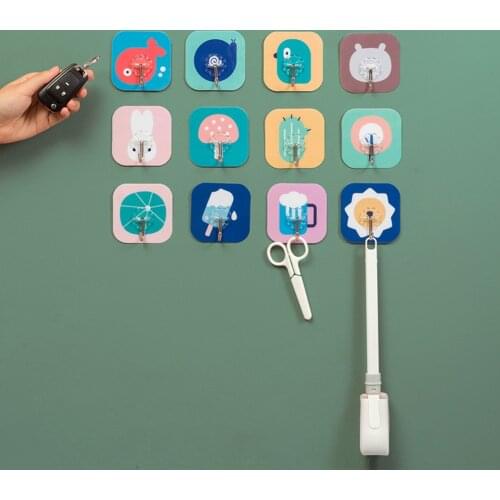 5PCs Cute Transparent Strong Self Adhesive Wall Hangers Towel Scissor Handbag Waterproof Hooks Kitchen Bathroom Hanging Parts