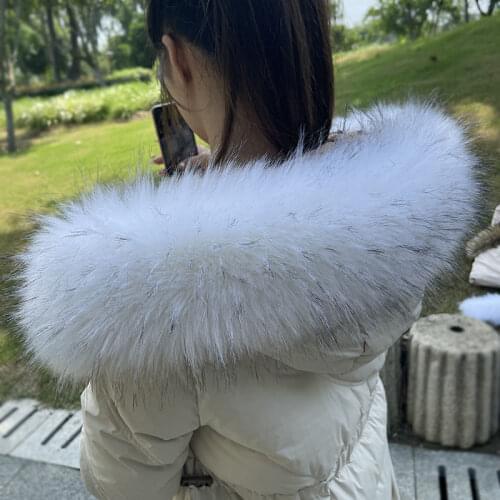 Faux Fur Collar For Parkas Coats luxury Warm Fox Raccoon Scarf Women Large Scarves Male Down jacket Fur Collar Fabric Soft Plush