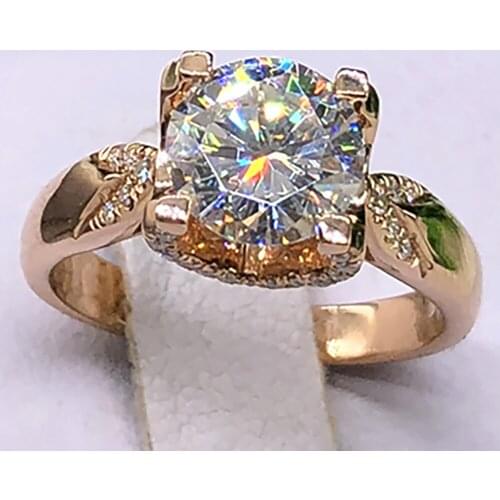 18K Au750 Rose Gold Women Wedding Party Engagement Ring 1 2 3 4 5 Carat Round Moissanite Diamond Ring V Crown Trendy Classic