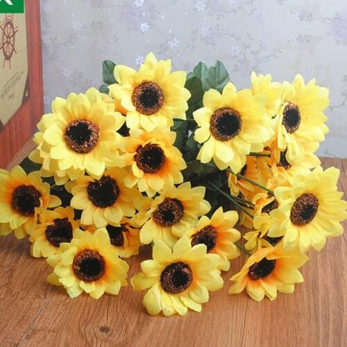 1 bouquet Yellow Silk Sunflower decorative flower 7 branch/bouquet two size choose artificial flower home decoration