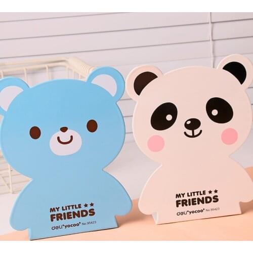 1Pair Cartoon Panda Bear Strong Metal Book Ends Book Stands Kids 6.5Inch 165mm Desk Accessories Organizer Home Office Deli 95423