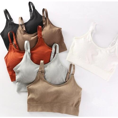 1PC Cotton Seamless Women Sports Top Elastic Breathable Bra Push Up No Rims Fitness Tube Top Underwear Lingerie One Size