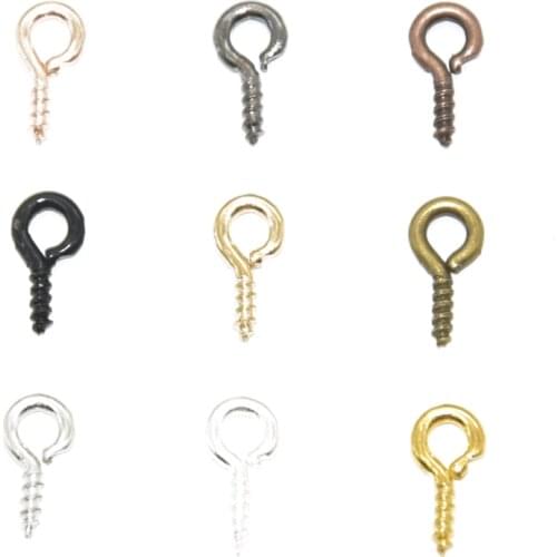 100pcs Small Tiny Mini Eye Pins Eyepins Hooks Eyelets Screw Threaded Clasps Hook For Jewelry Findings DIY