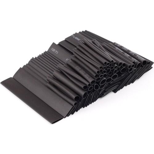 127 PCS Black Heat Shrink Tubing Polyolefin 2:1 Insulated Shrinking Wrap Heat Shrinkable Wire Cable Sleeve Tubes Kit 7Sizes