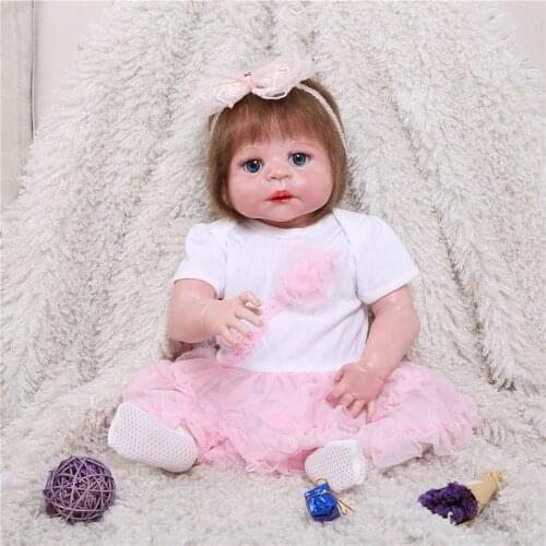 53CM full silicone reborn baby doll realista vinyl newborn princess with planted hair toddler girls toys for children