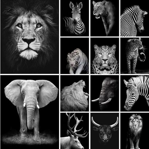5D DIY Diamond Painting Black White Animal Cross Stitch Kit Full Drill Square Embroidery Mosaic Art Picture Crafts Home Decor