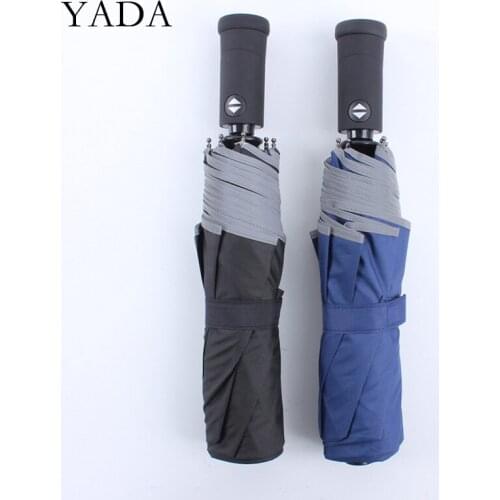 YADA INS Business Reflective Stripe Automatic Umbrella Women Men UV Rainproof Umbrella Parasol Rain Sun Umbrellas YD200311