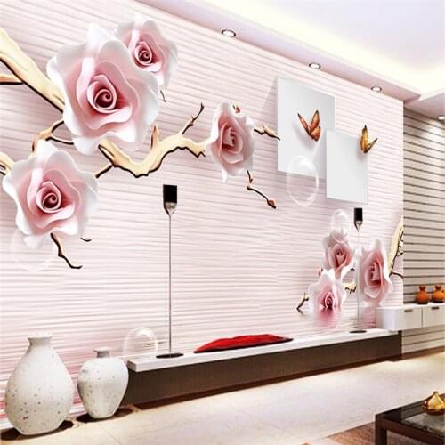 Beibehang Custom Photo Wallpaper Mural Wall Sticker HD Fashion Butterfly Flower 3D TV Background Wall papel de parede 3d para
