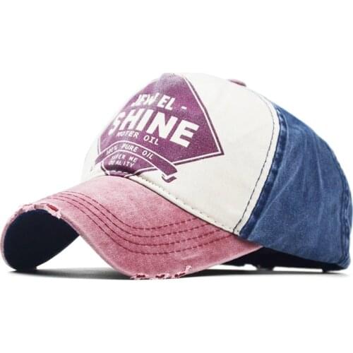 Unisex Distressed Cotton Dad Hat Baseball Cap Adjustable Snapback Jewel Shine Printed Trucker Hat Embroidered Washed Cap